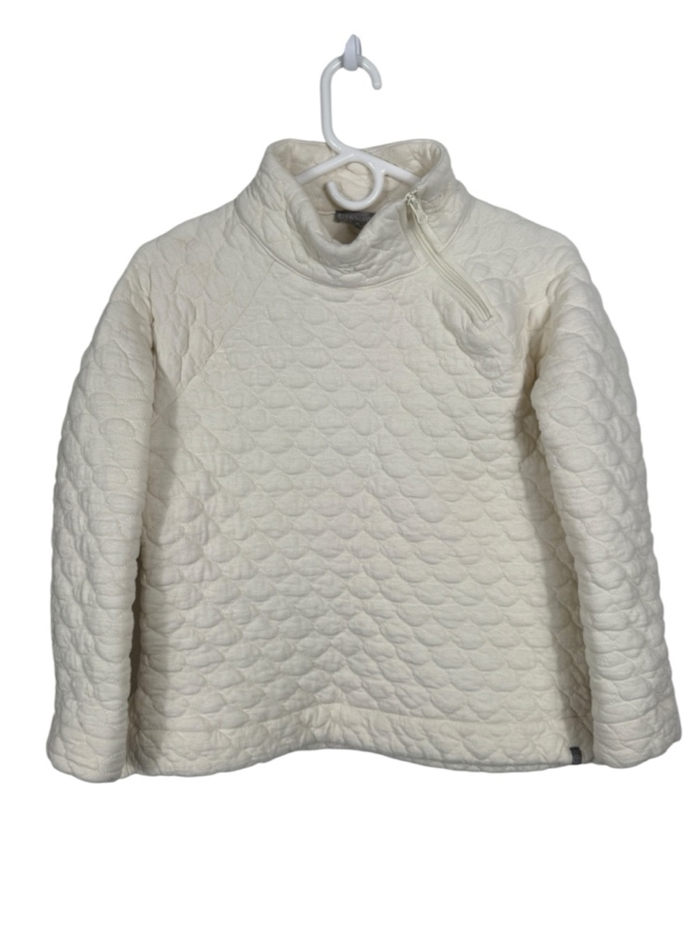 T by Talbots Quilted Ivory Pullover Sweater Top, Size MP